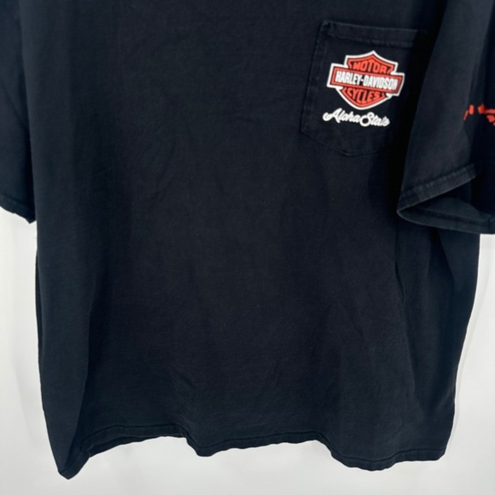 Harley-Davidson Black Short Sleeve Pocket Tee with Red Logo - Picture 3 of 4